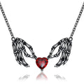 Dark red love ghost claw heart-shaped copper pendant necklace on adjustable O-ring chain