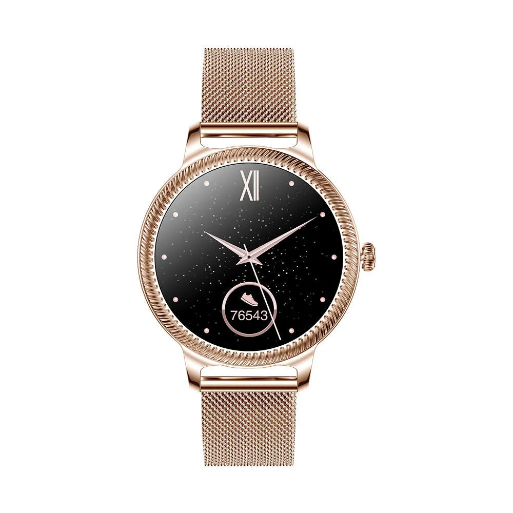 AK38 Ladies Smart Watch with stainless steel wristband and 1.09-inch colour screen