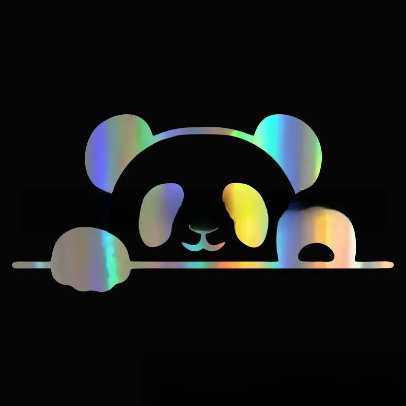 Peeking panda design automotive vinyl sticker for car decoration in black, white or laser colour finishes