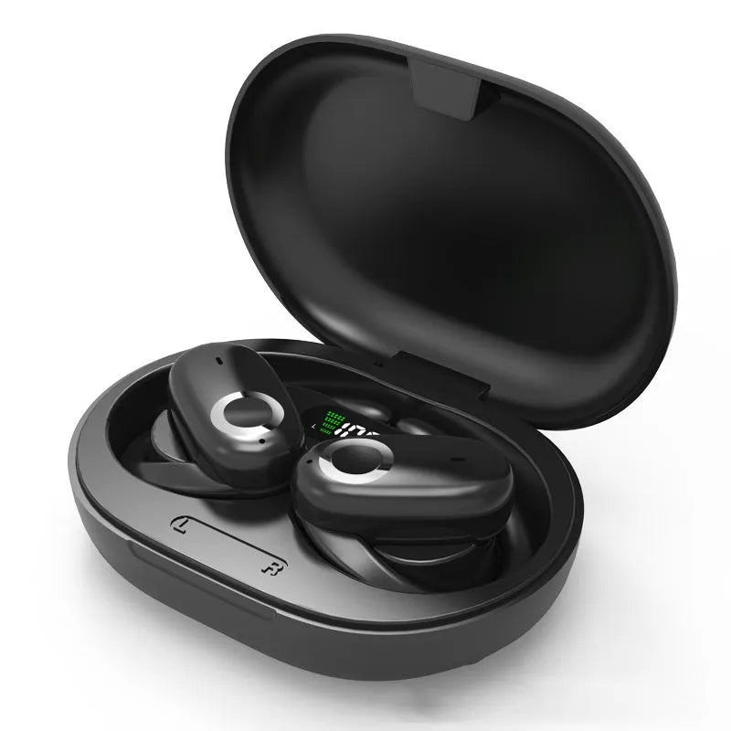 Simple Home Rotating Wireless Bluetooth Headset in black with digital display screen