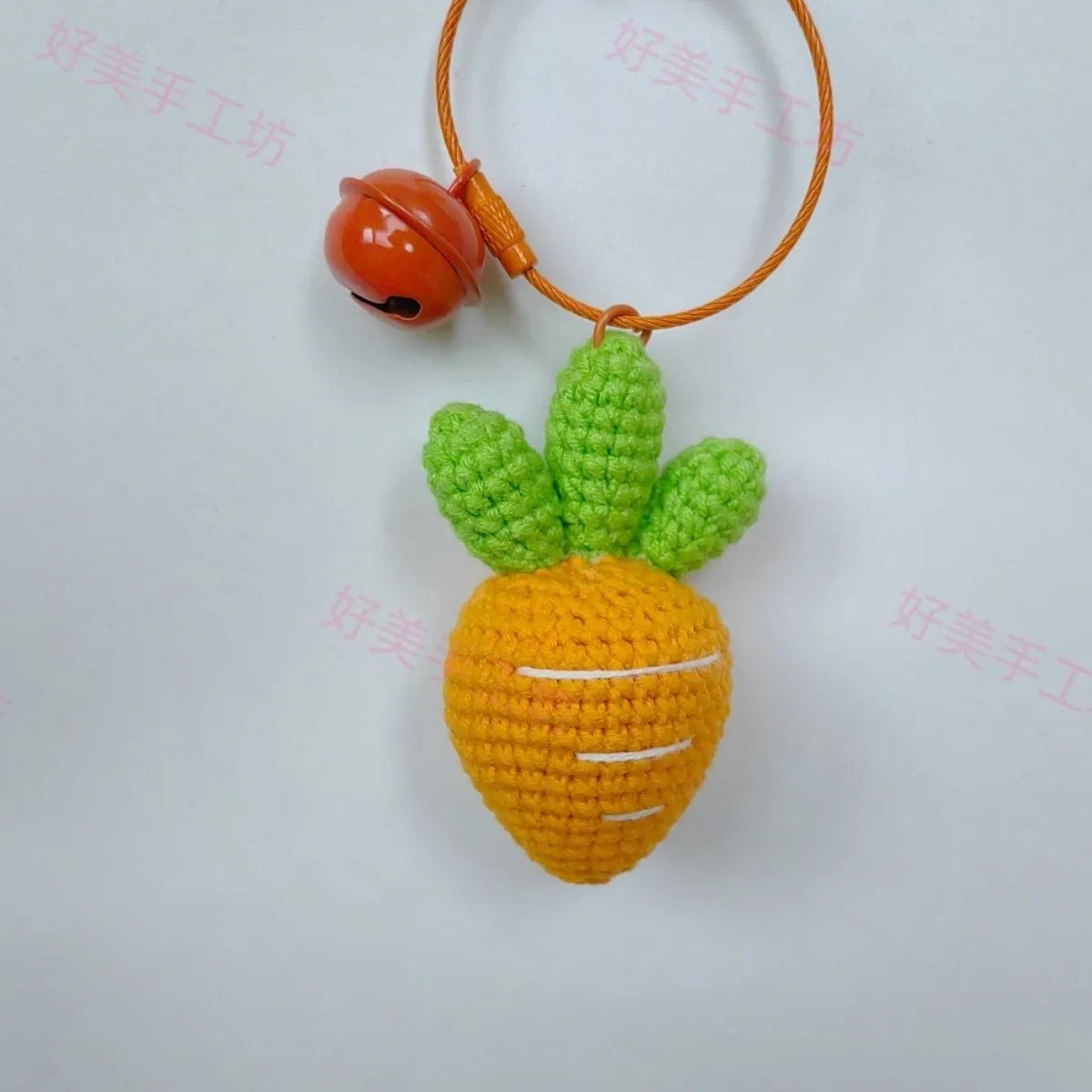 Soft wool cartoon carrot keychain pendant on a 15cm rope.