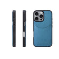 Genuine leather card holder phone case with non-slip cowhide texture for Apple iPhone, black colour