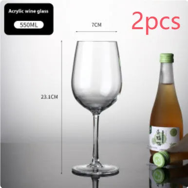 Clear acrylic wine glass with modern design for party catering, available in 550ml and 300ml capacities