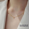 Titanium steel O-ring clavicle chain with drop pendant in 8169 White Diamond Water Drop colour, electroplated finish