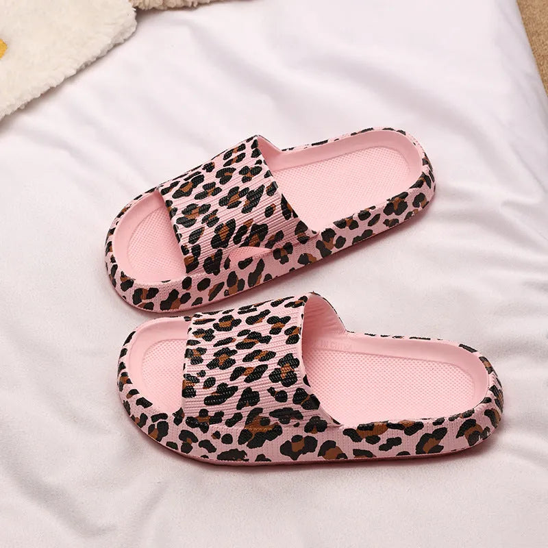 Women's leopard print EVA slippers with thick sole in multiple animal print colours