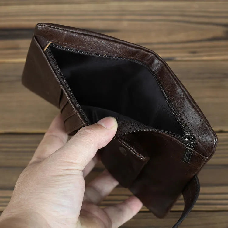 Genuine leather women's wallet in black showing vertical style with multiple card slots