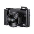 Selfie 5K HD digital optical zoom camera in black with lens and screen