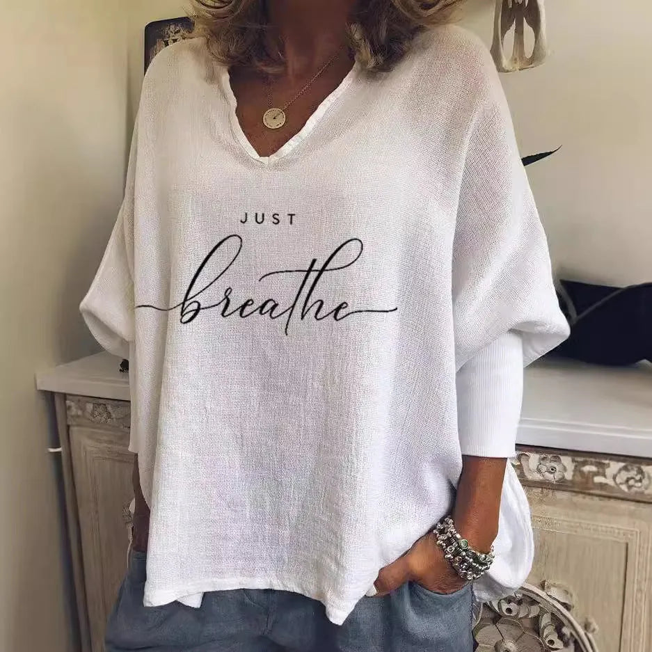 Women's loose fit V-neck long sleeve top in brushed milk silk fabric, shown in a colour from the Style 1 to 6 range.