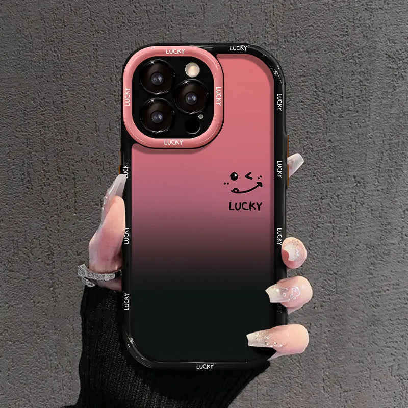 Black acrylic phone case with cream shell pattern showing fine hole design for ports and buttons