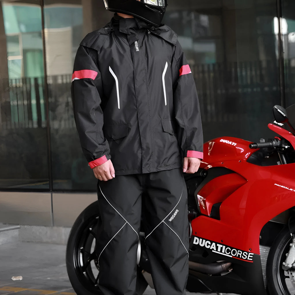 Raincoat suit set jacket and trousers polyester solid colour black suit green black suit for outdoor cycling camping hiking fishing