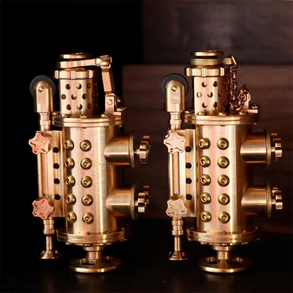 All copper handmade mechanical punk kerosene lighter in brass colour with shaft even style