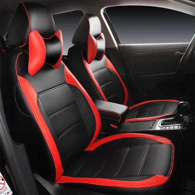 Genuine cow leather car seat cover in beige and black with red accent colour options