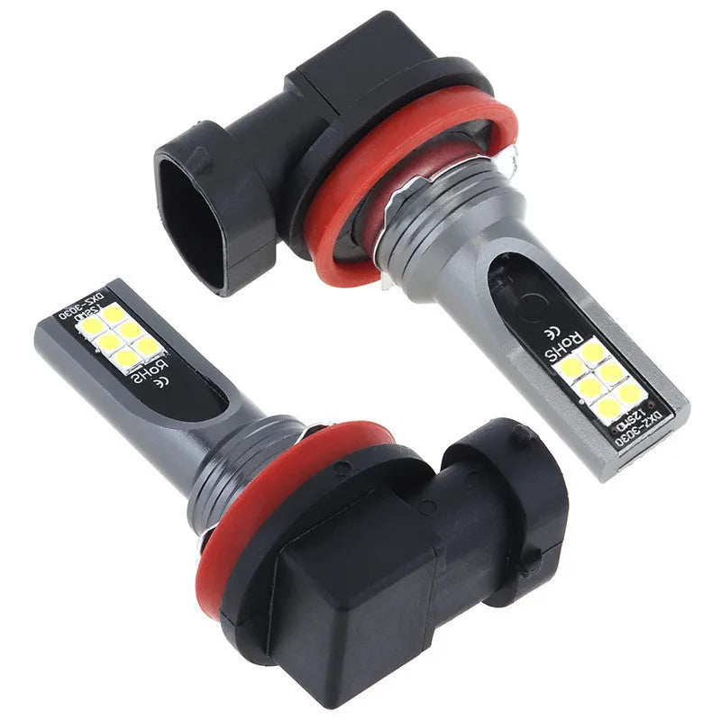 Car high-power fog lamp with aluminium case, 6500K white light, universal fit 12V 14x57mm
