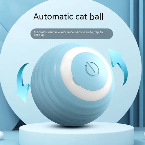 Blue automatic moving bouncing rolling ball smart cat toy for indoor cats with rechargeable design