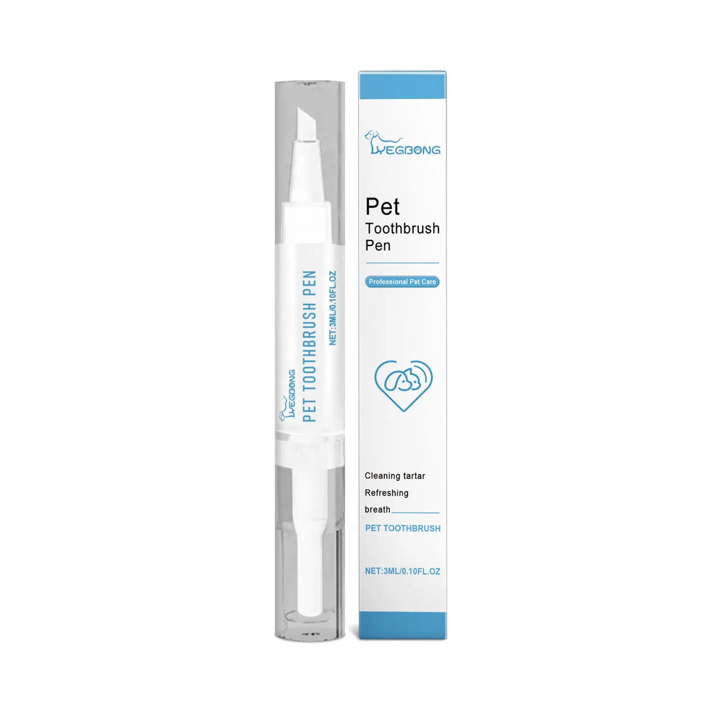 Pet dental care brush with 12.5cm handle and 1.1cm brush head for teeth cleaning