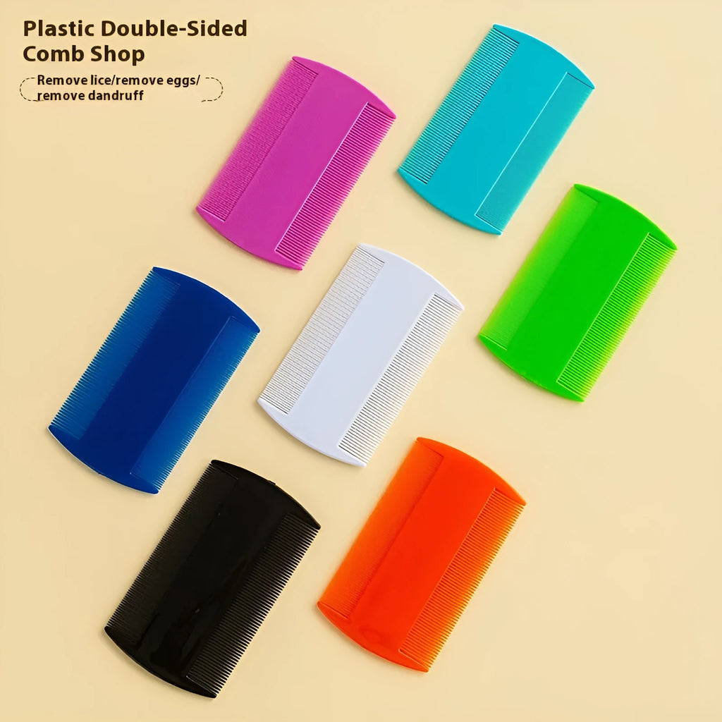 Double-edged fine teeth plastic flea comb for pets in multiple colour options
