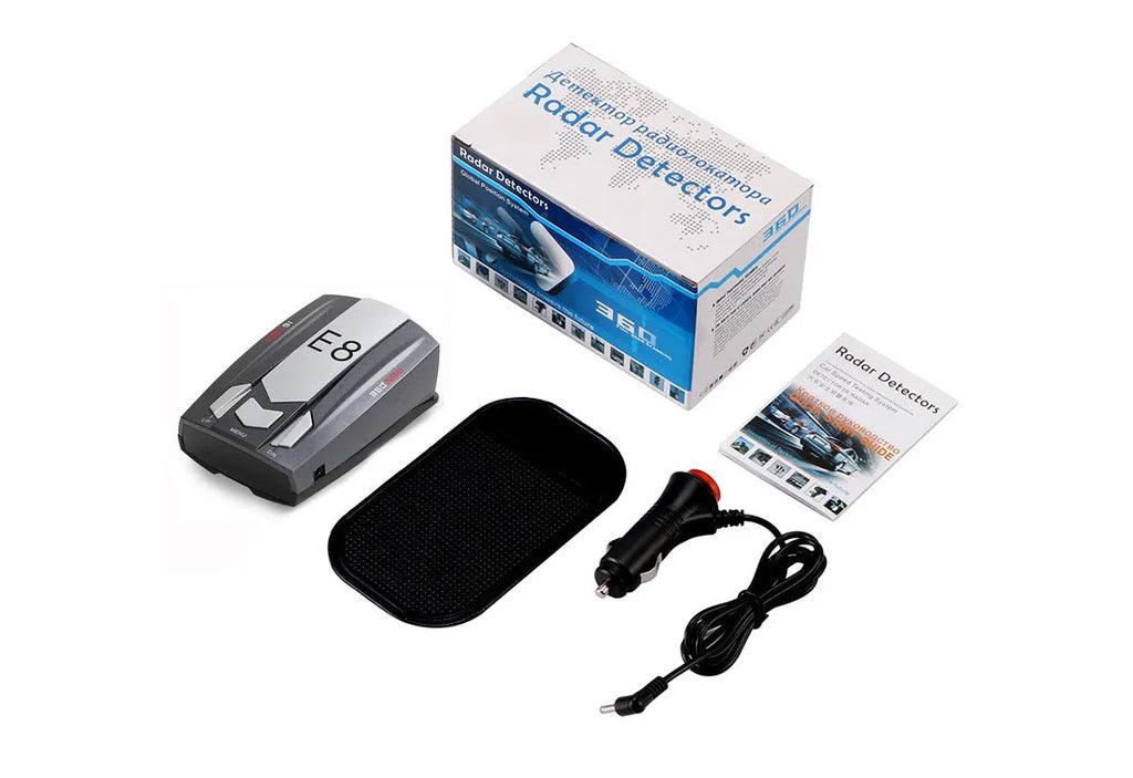 E8 automobile flow speed measuring electronic dog iron grey ABS radar detector with anti-skid pad