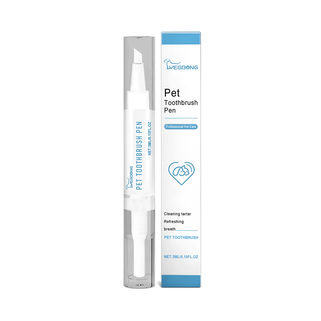 Pet dental care brush with 12.5cm handle and 1.1cm brush head for teeth cleaning