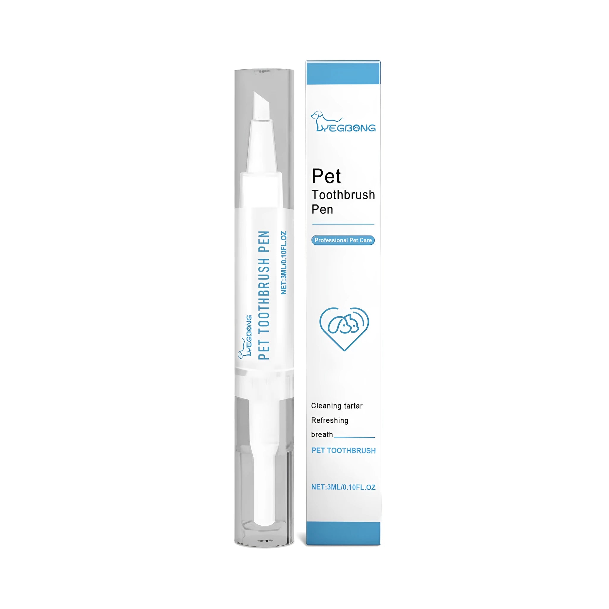 Pet dental care brush with 12.5cm handle and 1.1cm brush head for teeth cleaning