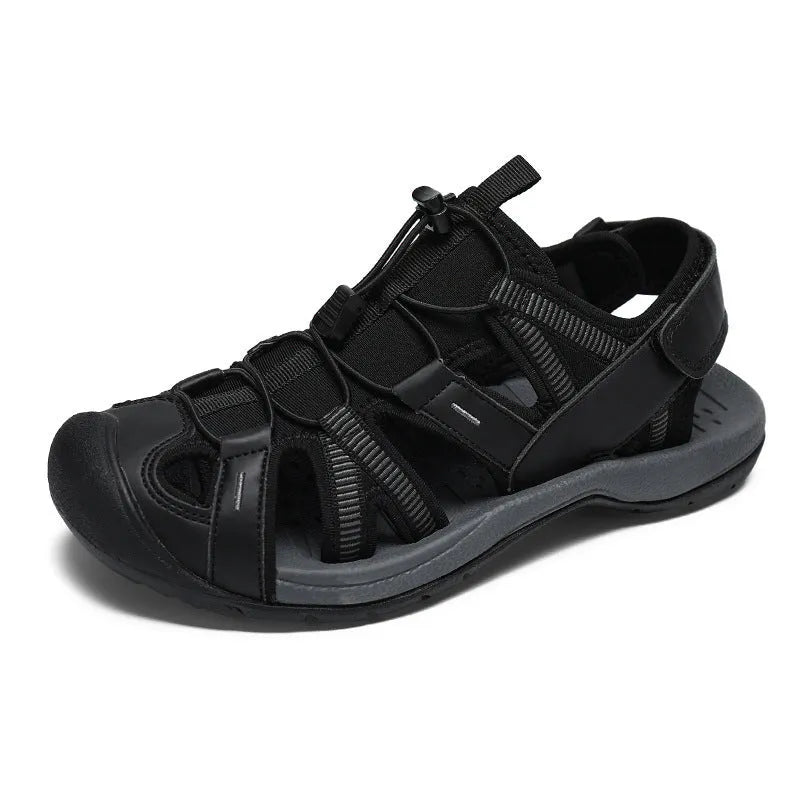 Men's summer outdoor casual sports shoes with breathable mesh upper and rubber sole, LX01 Blue, Velcro fastening
