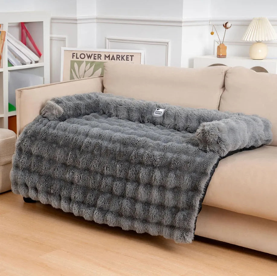 Kennel right angle removable washable pet sofa in dark gray with plush cover, size M