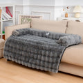 Kennel right angle removable washable pet sofa in dark gray with plush cover, size M