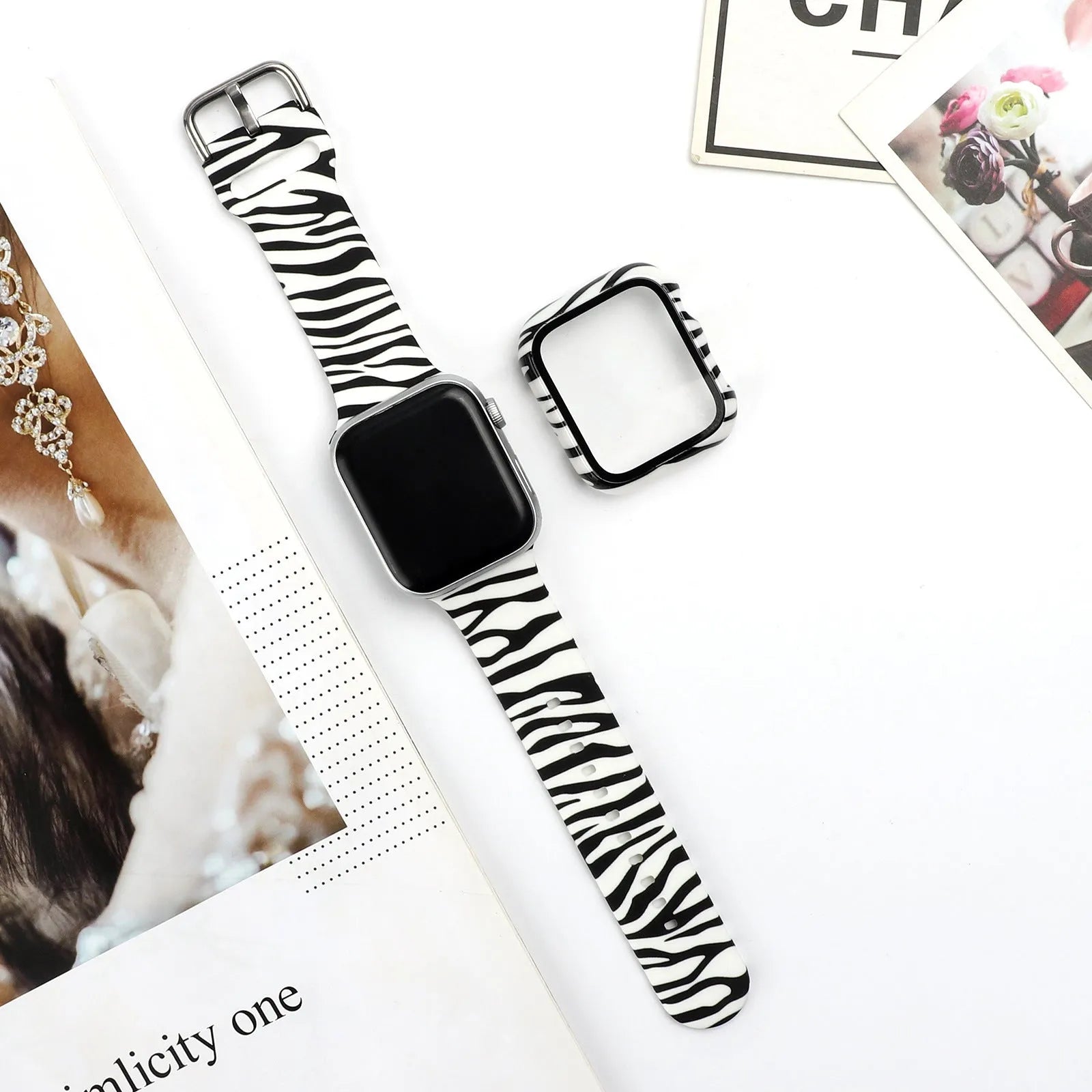 Printed silicone Apple Watch strap for iWatch 1-6 and SE models in 38mm 40mm 42mm 44mm sizes