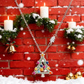 Women's Christmas tree necklace with copper inlaid zircon pendant and O-ring chain in white gold colour