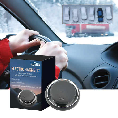 Black portable car deicing instrument for melting snow on vehicle windscreens.