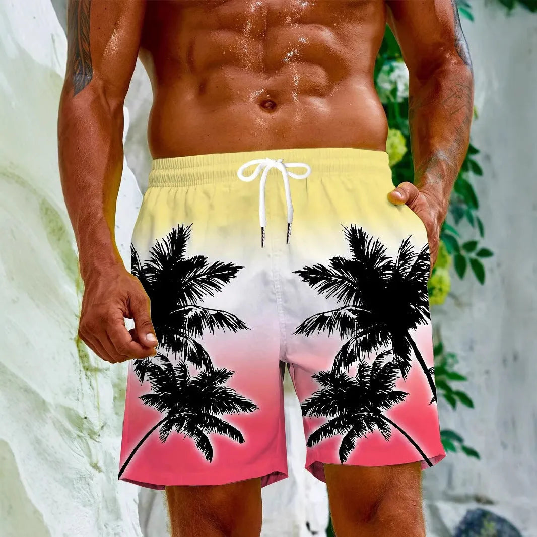 Men's quick-dry polyester swimming trunks with micro-elastic construction in various colour options