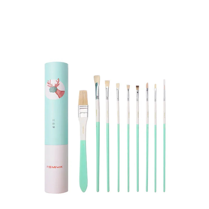 Acrylic gouache paint brush set with fan-shaped brushes, wide brush, eyeliner brush and chalk for watercolour, acrylic and oil painting