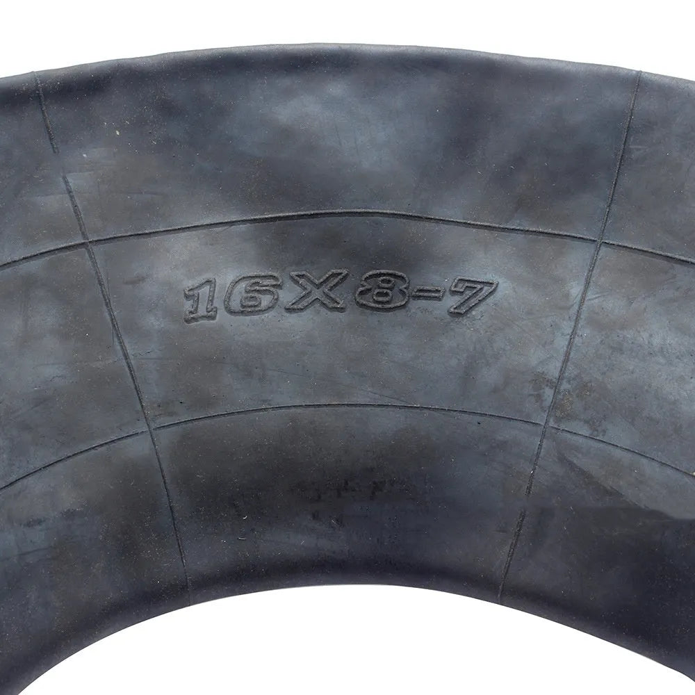 Two new 16x8.00-7 inner tubes with TR13 straight valve stems and dust caps on a white background.