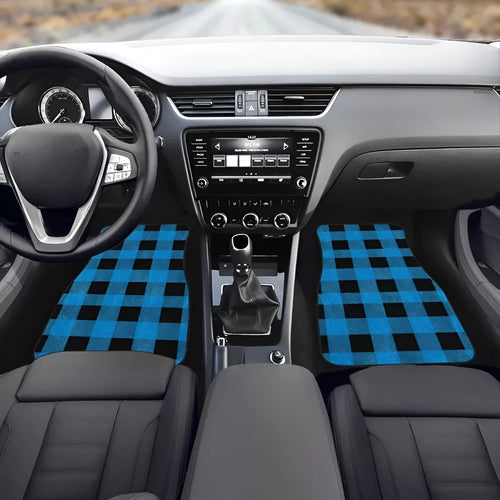 Black rubber car floor mat set with waterproof lining, four-piece suit for vehicle footwells.