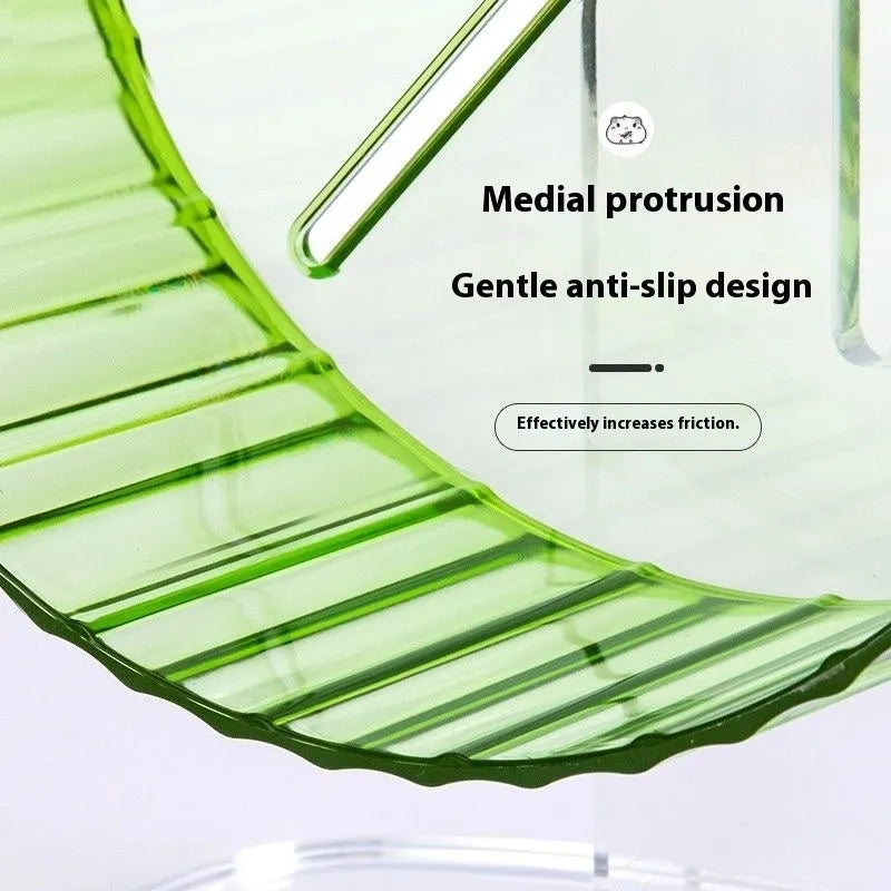 A transparent plastic parrot running wheel toy, showing the Xuanfeng peony bird treadmill design.