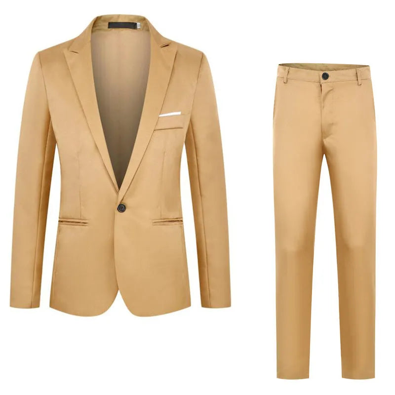 Men's loose fit suit jacket for weddings in various colours including black, blue, and wine red.