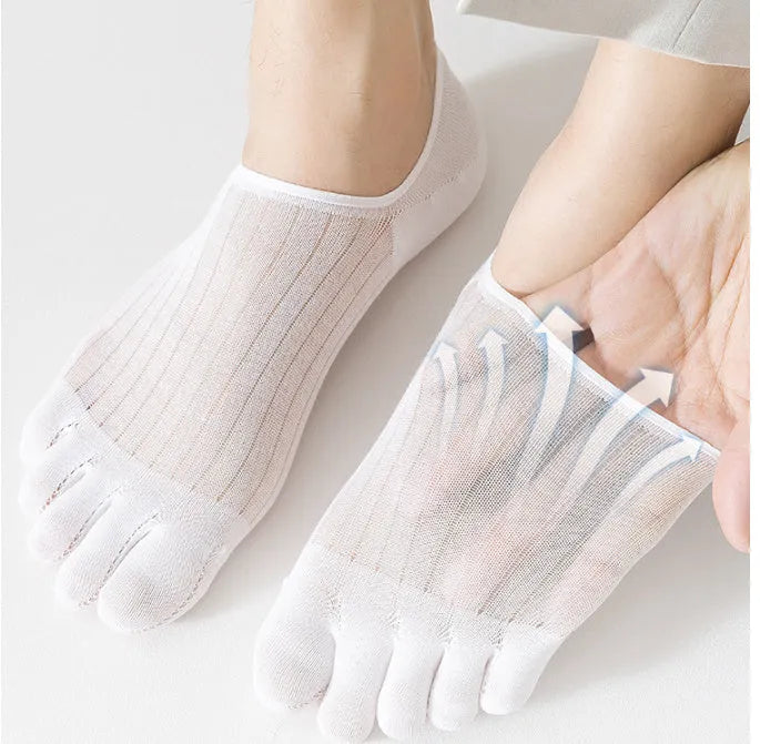 Modal five-finger ultra-thin breathable boat socks in solid colour, free size, invisible low-cut design for spring summer