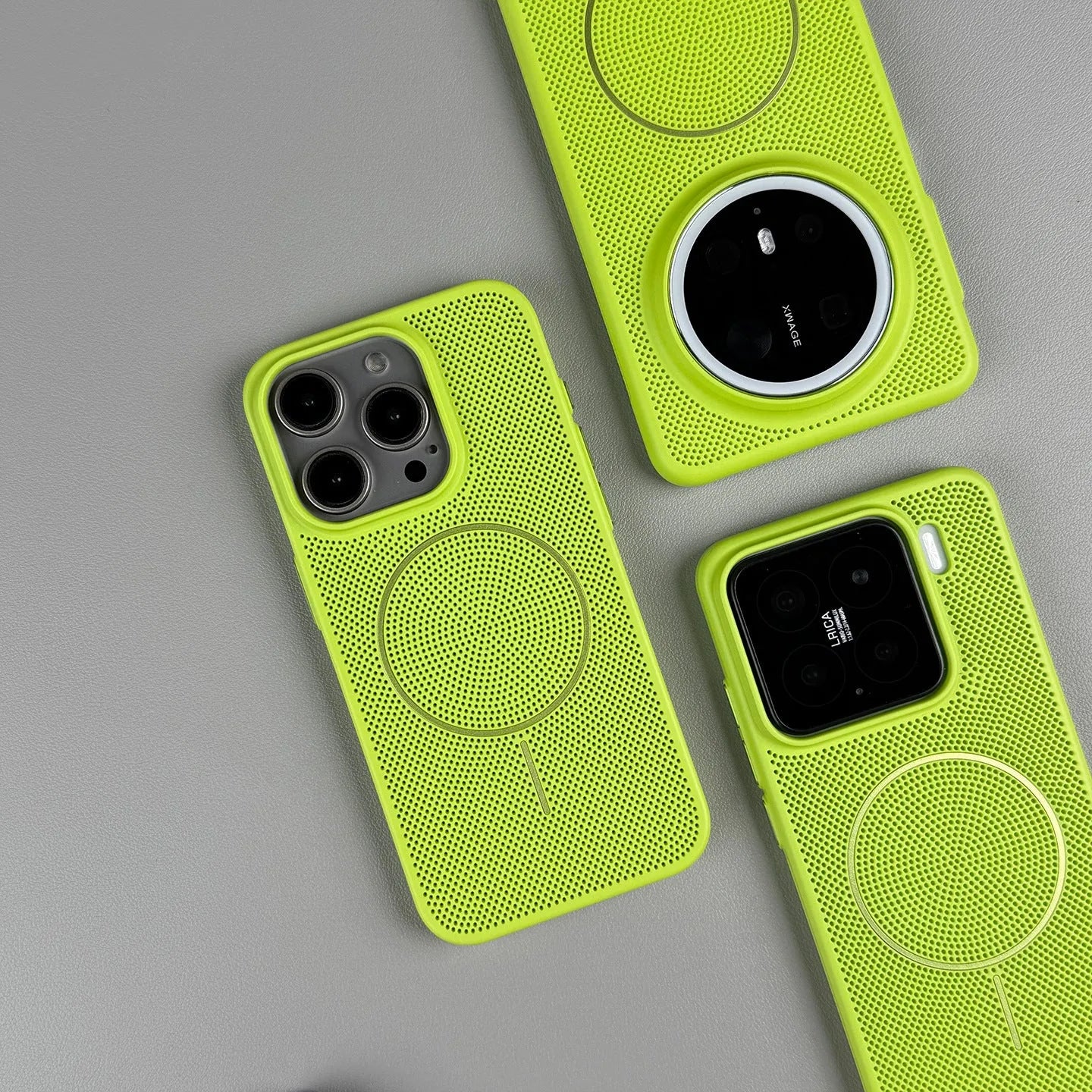 Frosted hard magnetic phone case with thin ring design on back for iPhone, shown in blue colour.