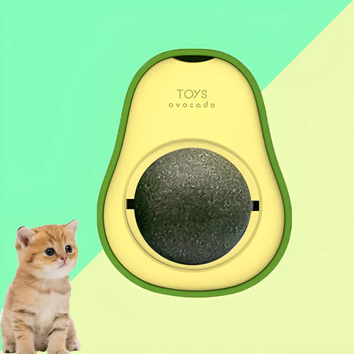 Avocado cat mint multifunctional catnip toy with 360 rotating self-healing design, 27mm ABS sphere, green and white colour