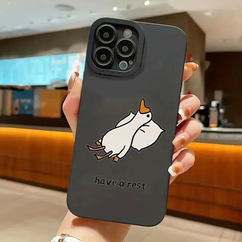 Cartoon duck design silicone phone case for Apple iPhone with TPU shockproof protection