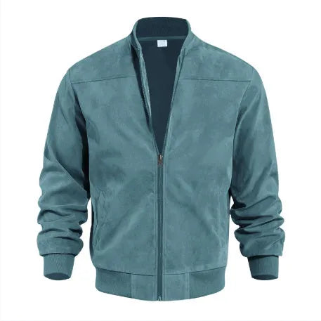 Men's plus size suede jacket with zipper front in multiple colour options