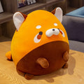 Round roll raccoon plush toy pillow in grass green colour with soft down cotton filling, 35cm height
