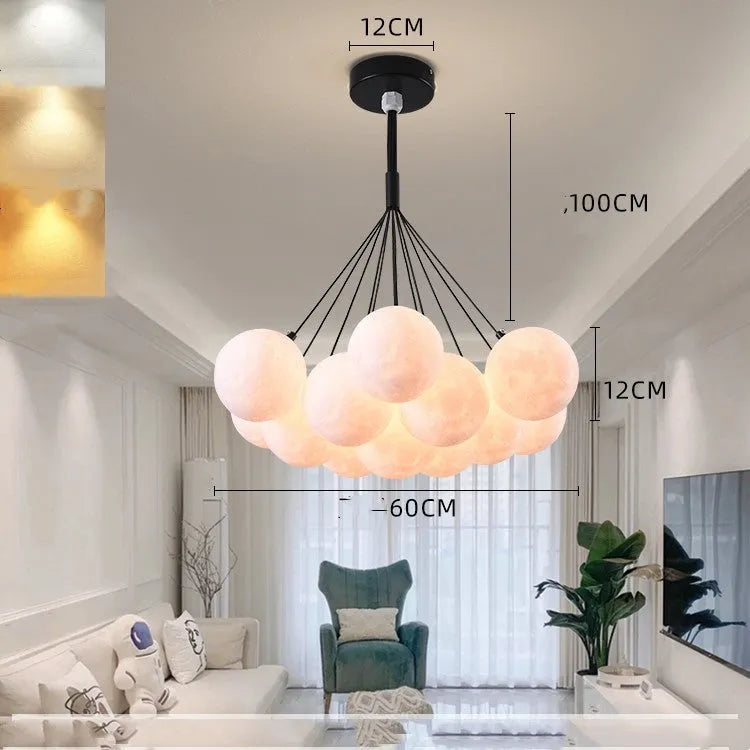 Nordic fish-shaped chandelier with moon bubble design in gold and black colour options