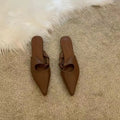 Women's soft leather semi-toe box slippers with spring design in multiple colour options