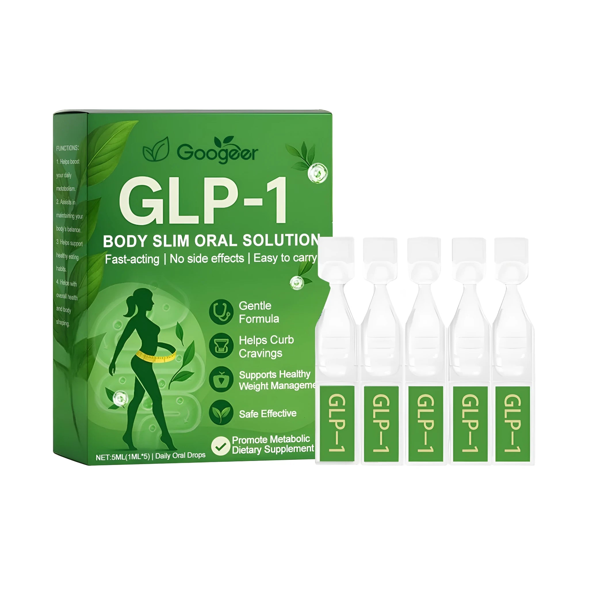GLP-1 shaping drops dietary supplement with green tea extract, Moringa seed and turmeric in 5ml bottle