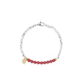 Silver couple bracelet with geometric round beads, 16 cm adjustable length, electroplated white K colour finish