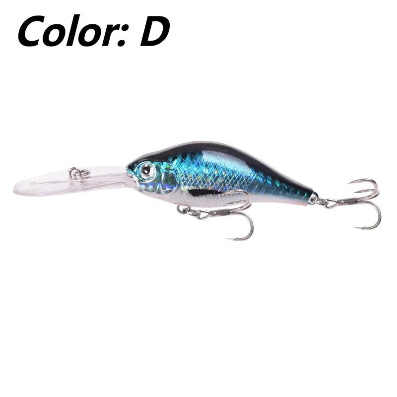 10.5cm deep diving hard fishing lure with a long tongue board, shown in Colour A.