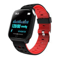 F16 smart watch with ECG monitor on a silicone wristband, showing the IPS display and physical button.
