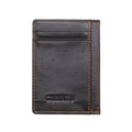 Men's genuine leather card holder in dark brown solid colour, 7.8 cm long, 10.7 cm wide
