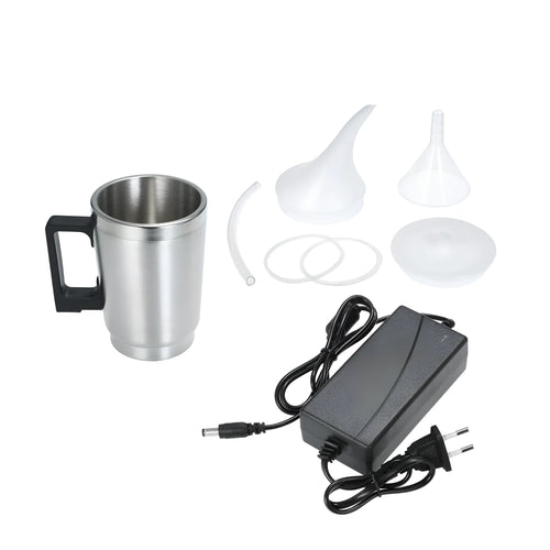 Stainless steel automobile headlamp restoration kit components with power adapters and specialised cups