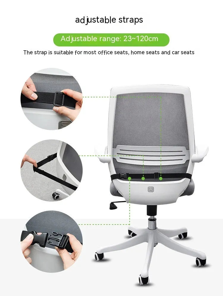 Memory foam cushion with elastic strap for car or office chair in solid colour